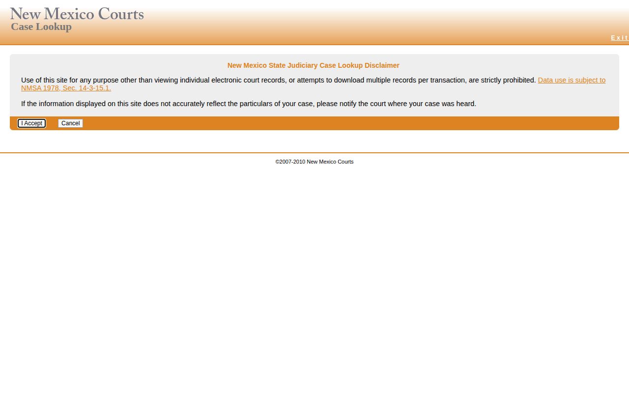 New Mexico Case Lookup public court search interface