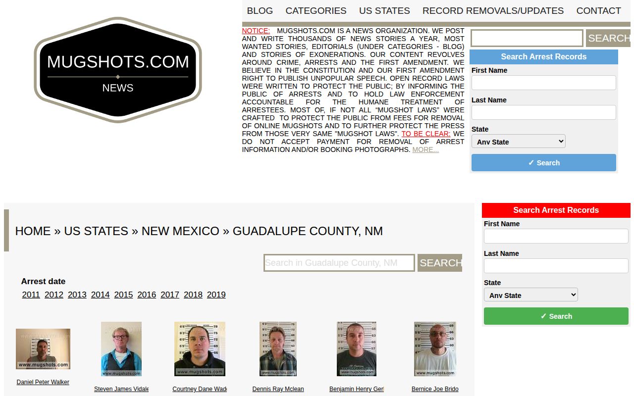 Third-party Mugshots.com Guadalupe County New Mexico page
